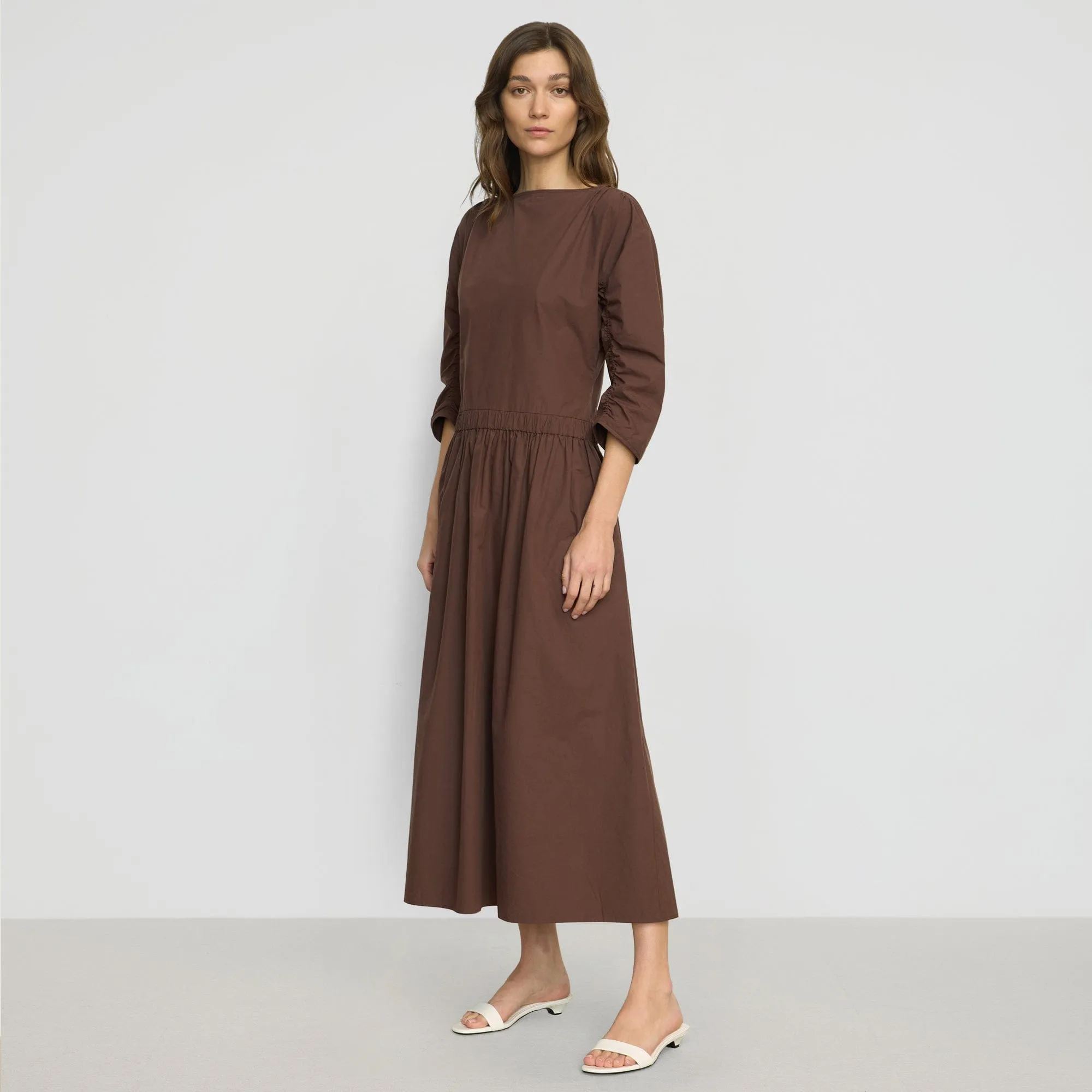 Natalia Cotton Ruched-Detail Dress Evening Tone Elastic Fit