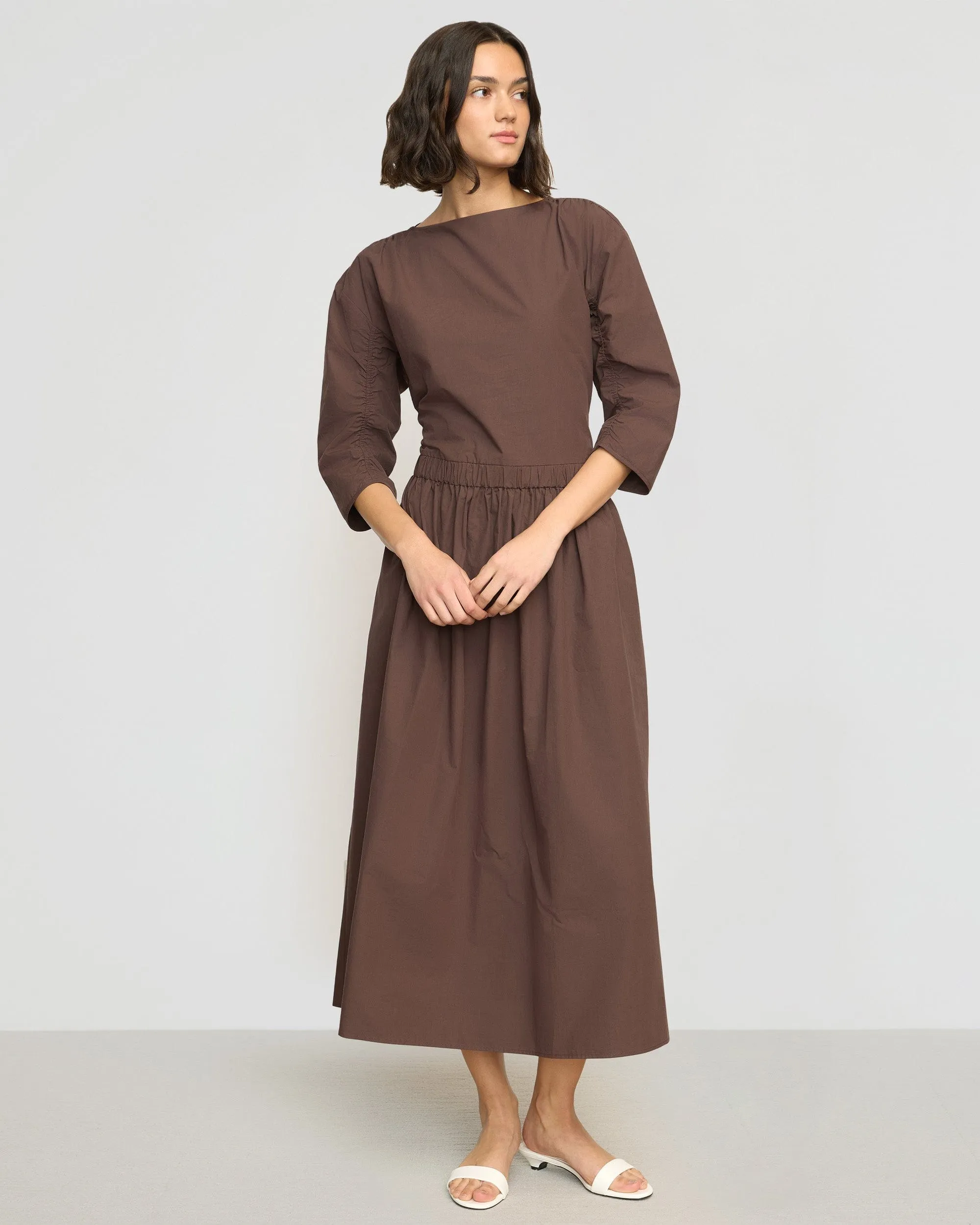 Natalia Cotton Ruched-Detail Dress Red-Carpet