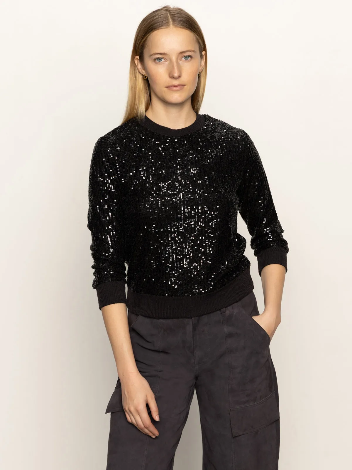 Relaxed Sparkle Popover Black cotton material