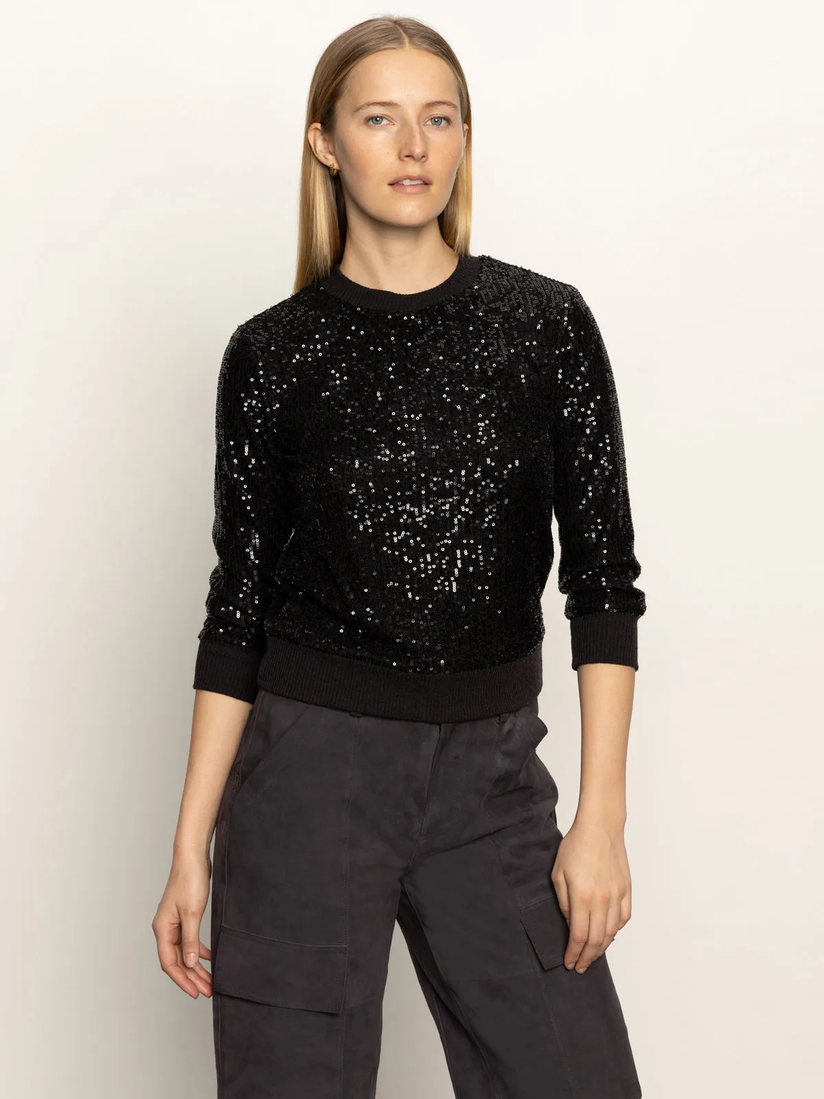 Relaxed Sparkle Popover Black Easy Wear Style