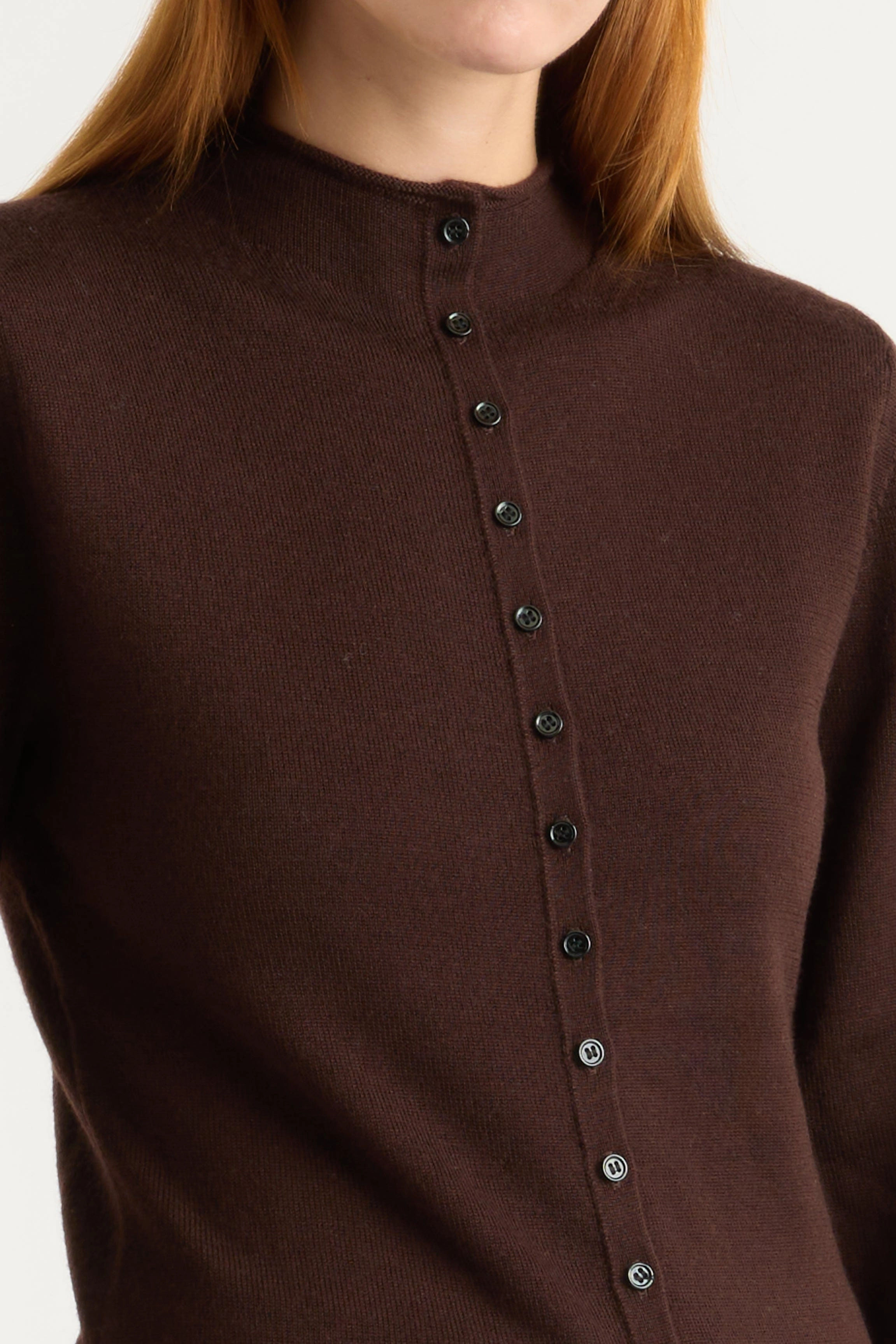 Comfort Flex Fit Quick drying material Charlene Wool Button Mock-Neck Sweater