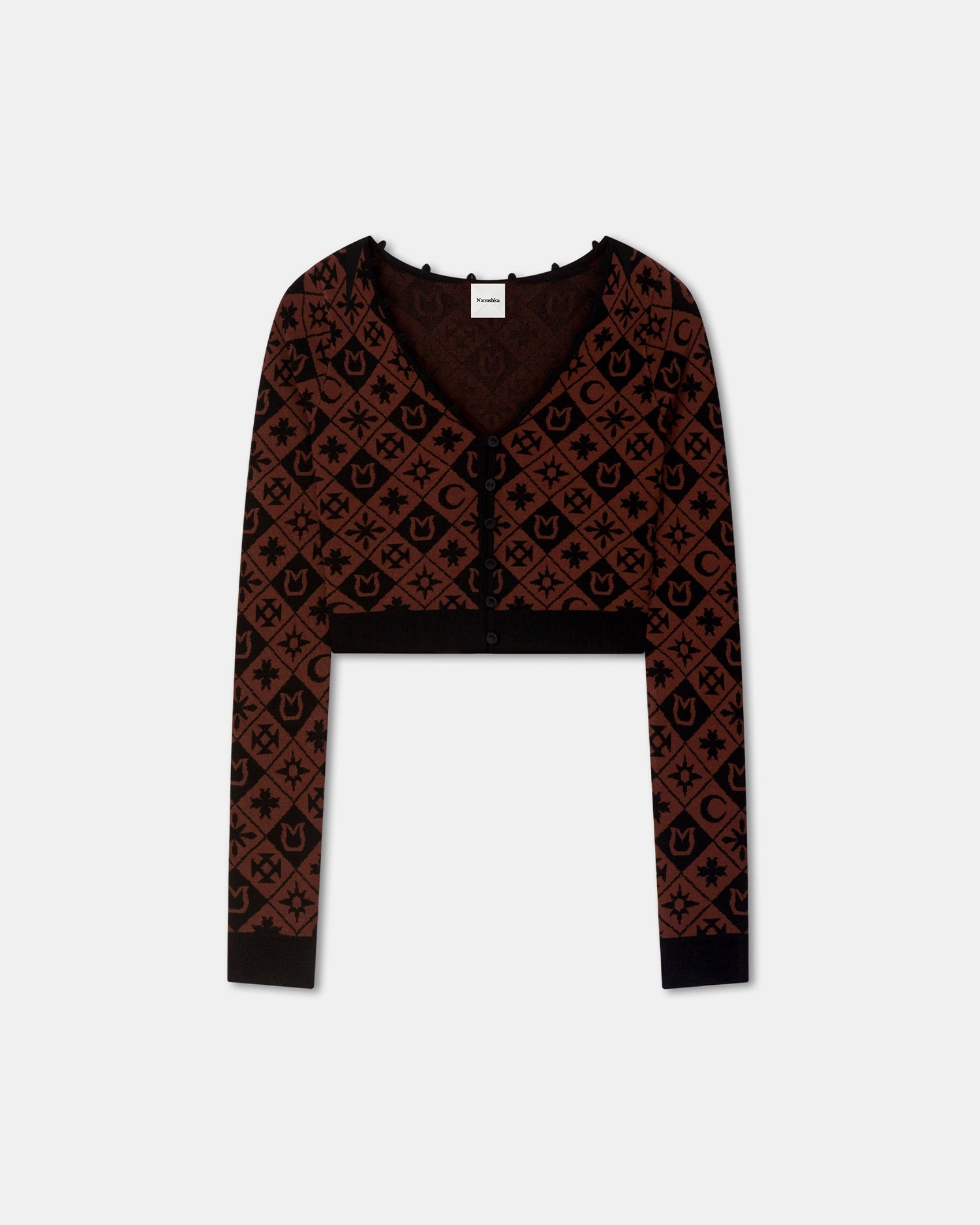 Dovie - Cropped Cardigan - Symbol Tile Mahogany Cold Daywear
