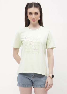 Seamless construction Madame Logo Print Neon Green Regular T-Shirt
