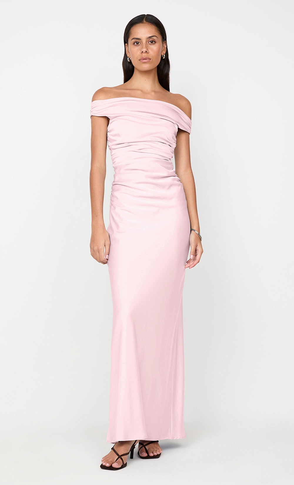 Vibrant Waist Fit ETERNITY OFF SHOULDER MAXI - POWDER PINK