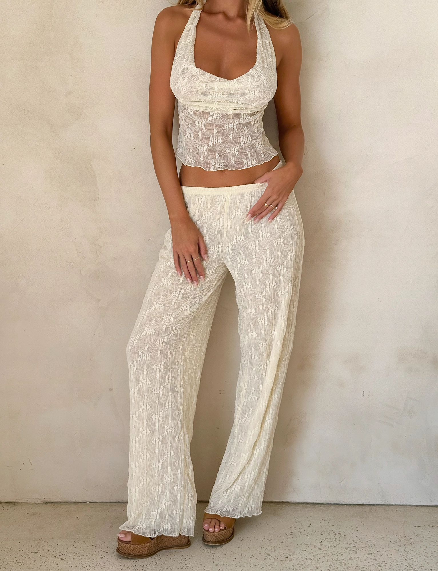 KATERINA PANT - IVORY LACE Tall Length Sustainable Material Blend
