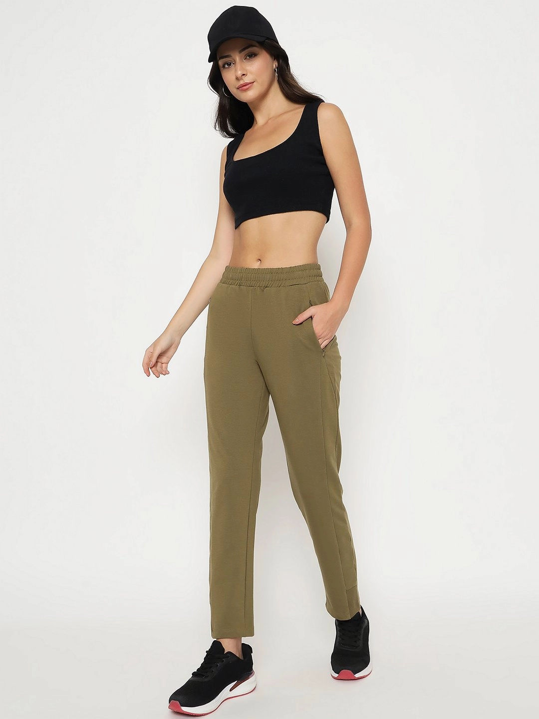 TearResistantMaterial mSECRET Pleated Olive Green Straight Track Bottoms