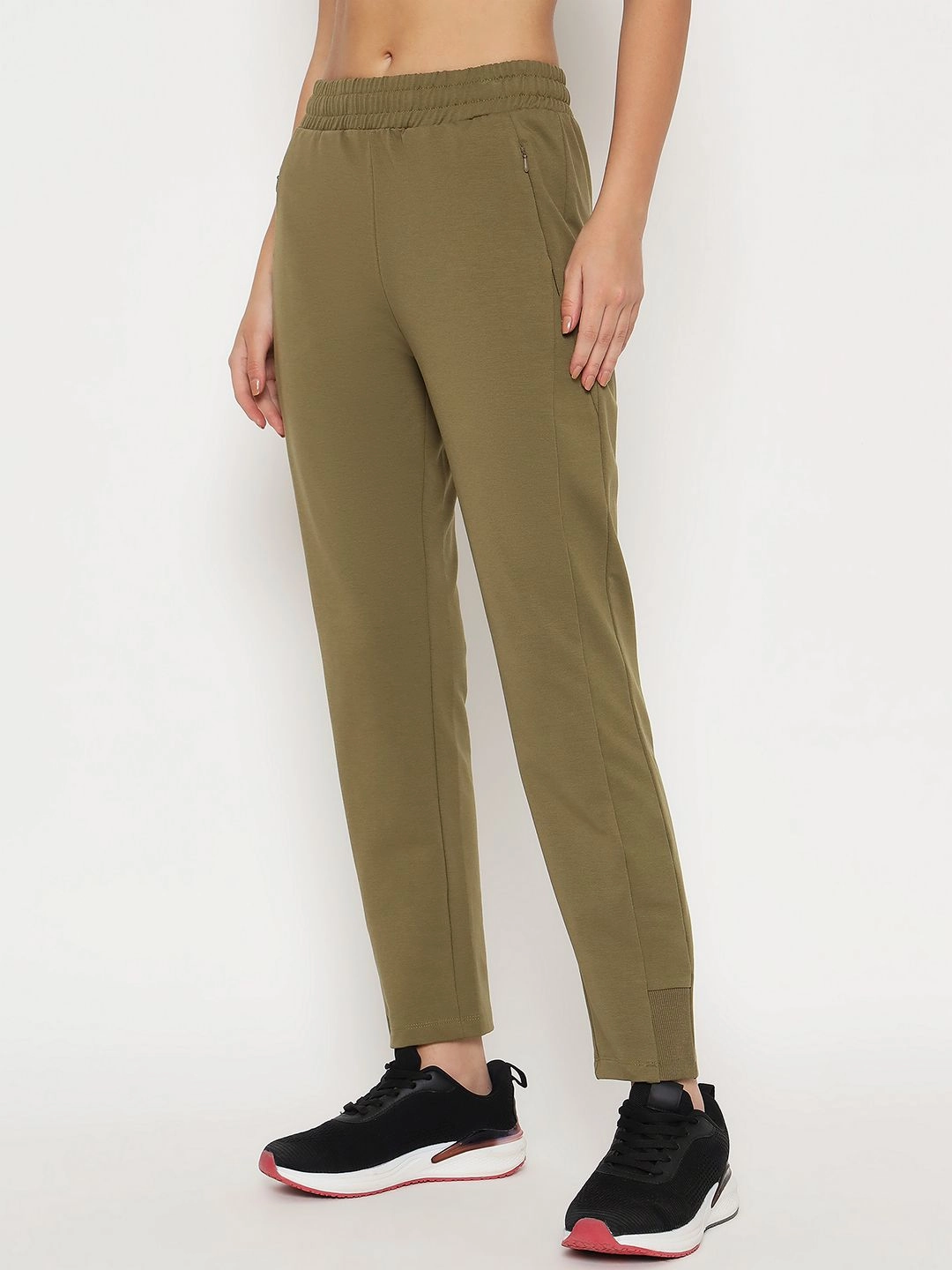 Eco Friendly Dye BreathableMaterial mSECRET Pleated Olive Green Straight Track Bottoms