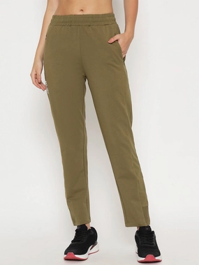 Soft Waistband Abrasion Resistant Fabric mSECRET Pleated Olive Green Straight Track Bottoms