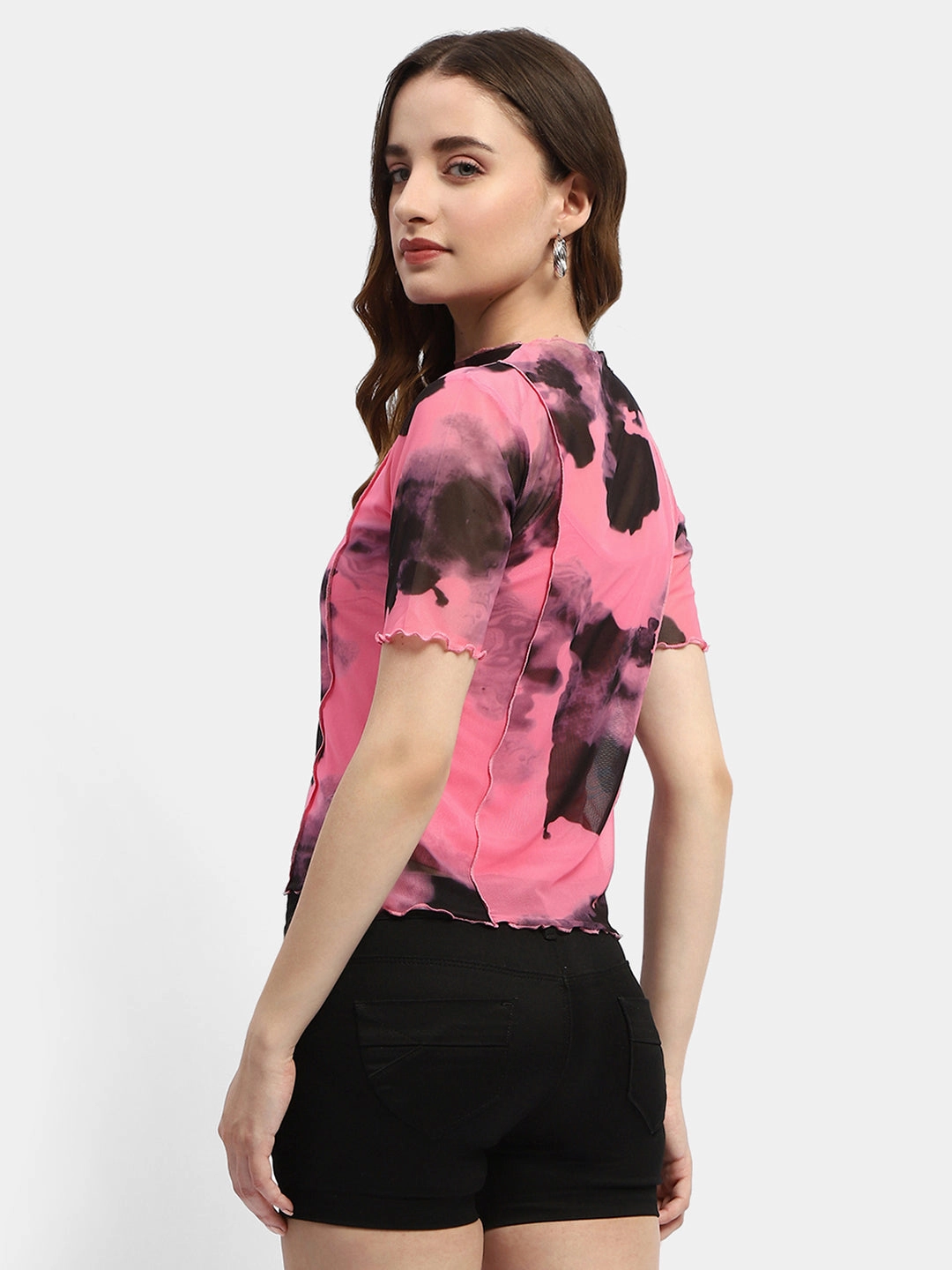 Madame Lettuce Hem Black Abstract Print T-Shirt Cool Design Minimal Layers