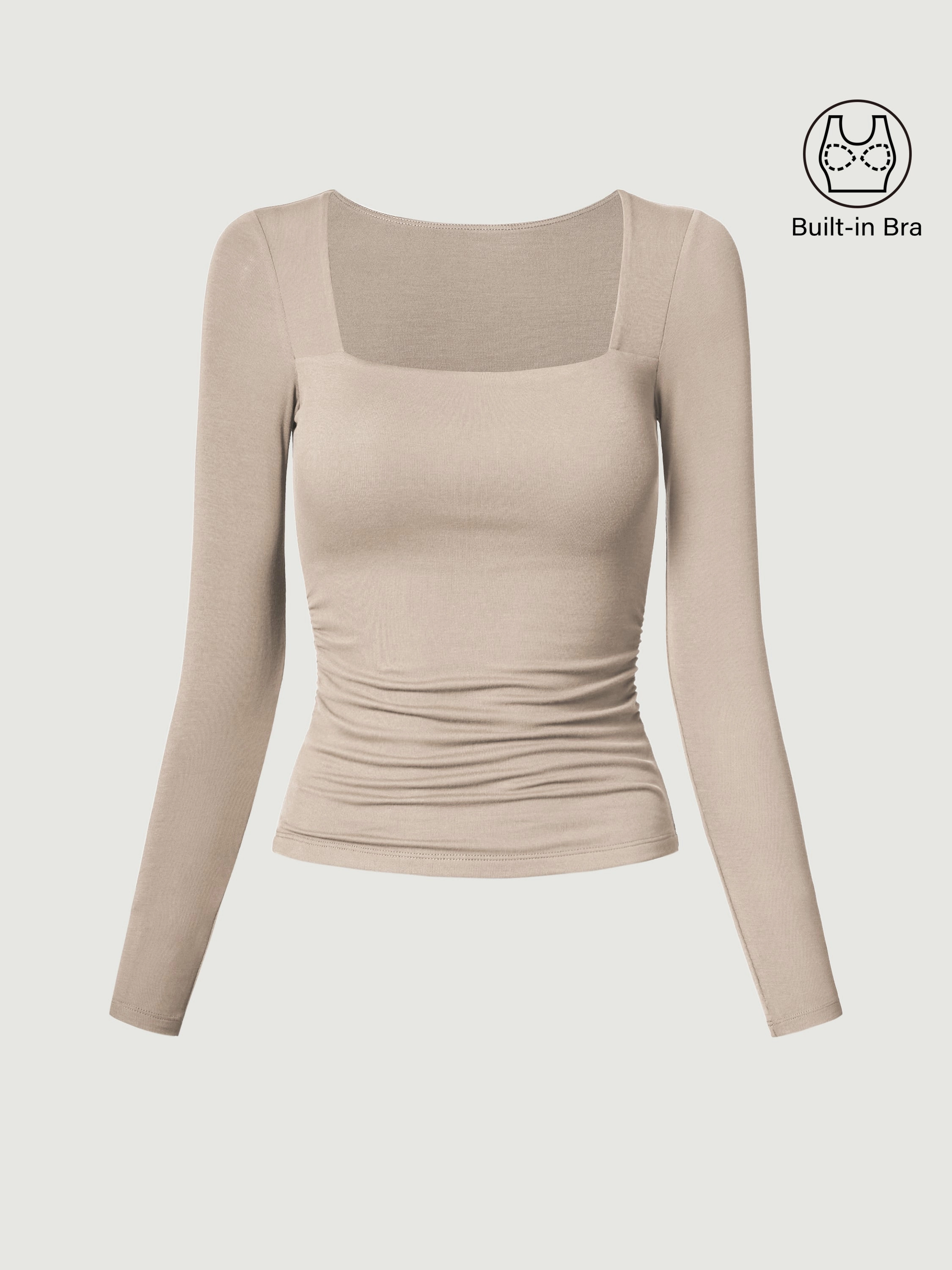 Lightweight Blouse Reflective Detailing Square Neck Ruched Brami Top