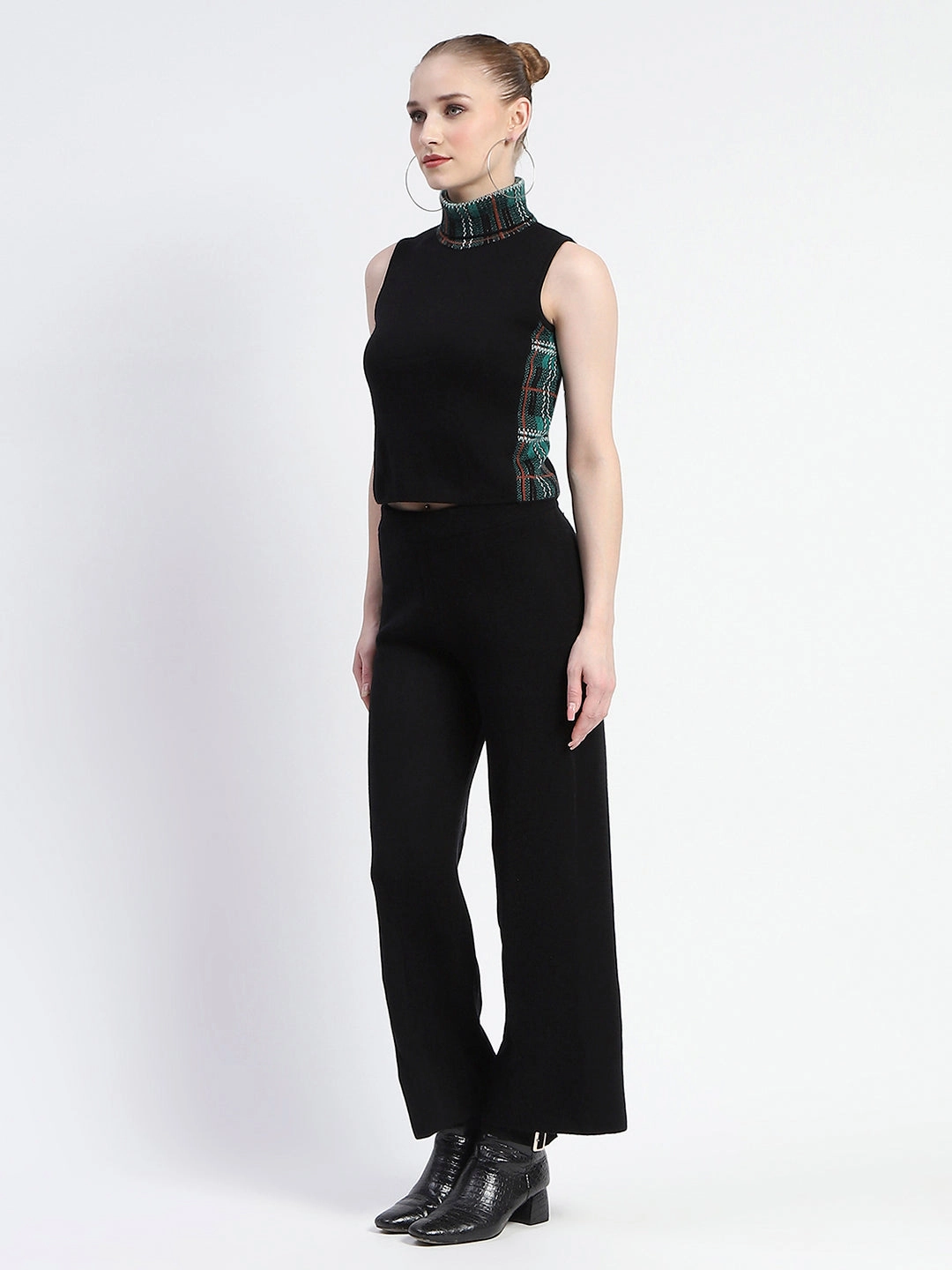 Madame Emerald Green Geometric Print Shrug With Top And Bottom Co-Ord Set Photo Glow Zip Closure