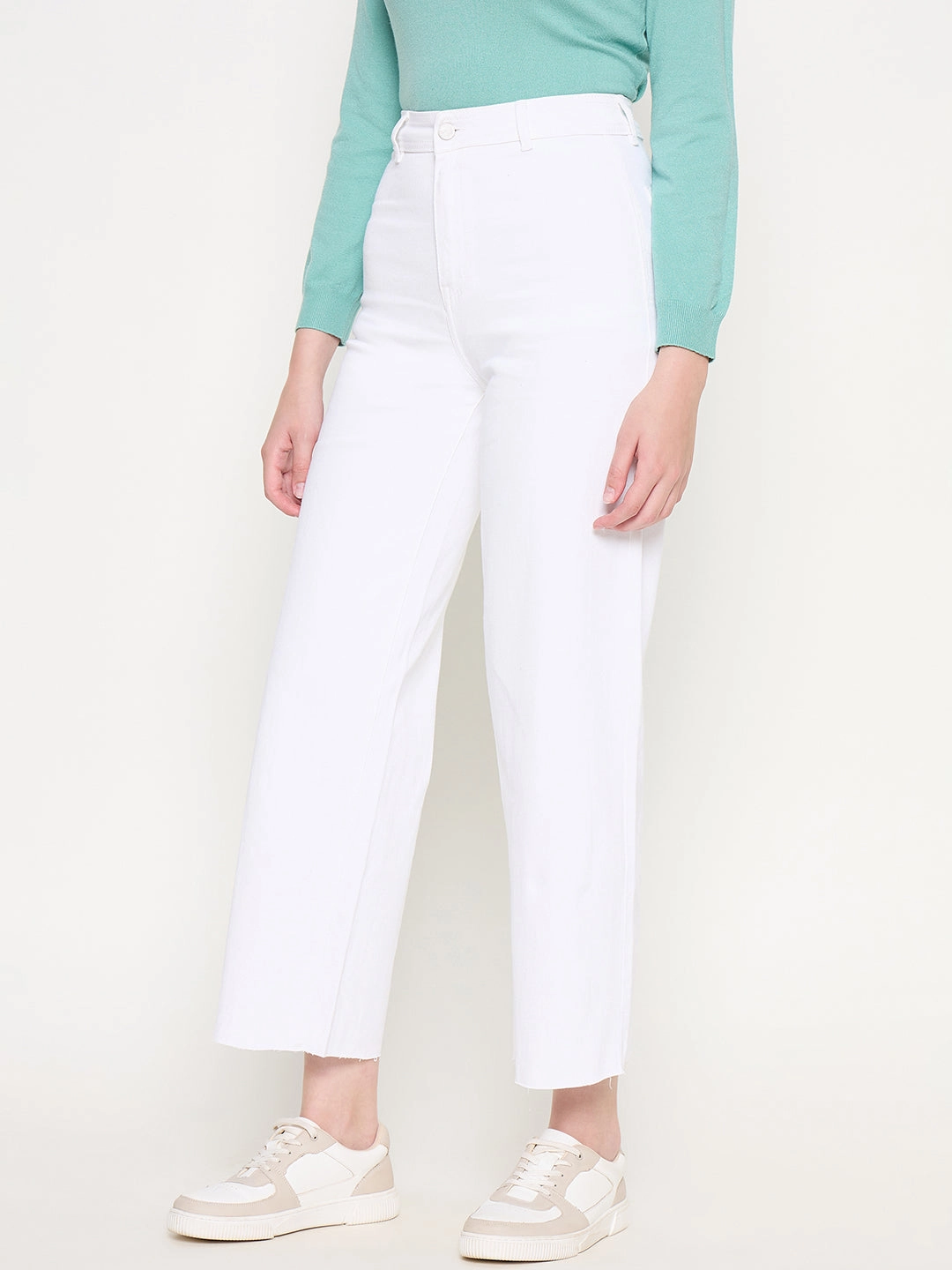 Chic Comfort Sleek Comfort Madame White Wide Leg Cotton Blend Denim