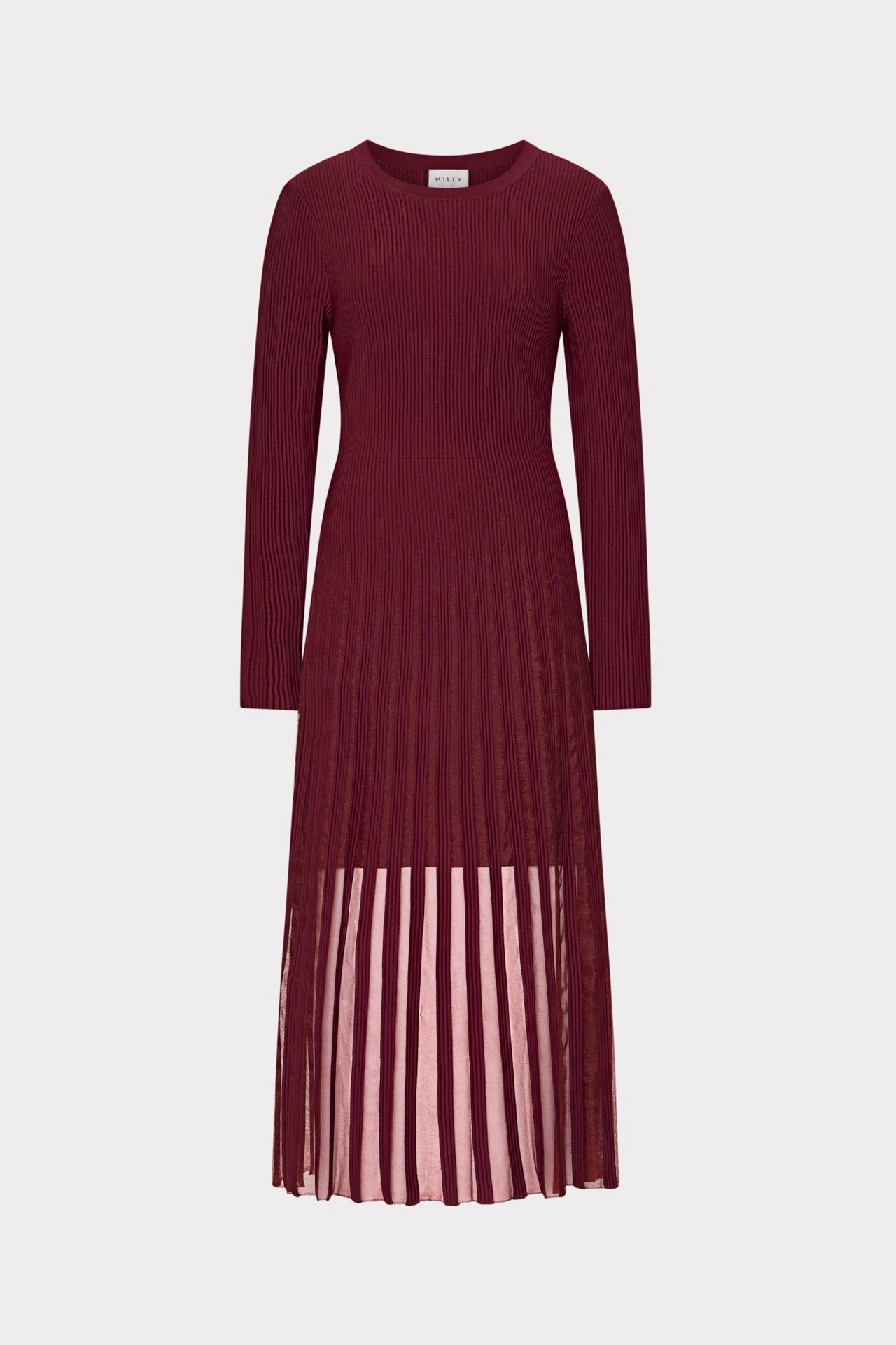 Cold Casual Outfit Classic Casual Sheer Knit Long Sleeve Midi Dress