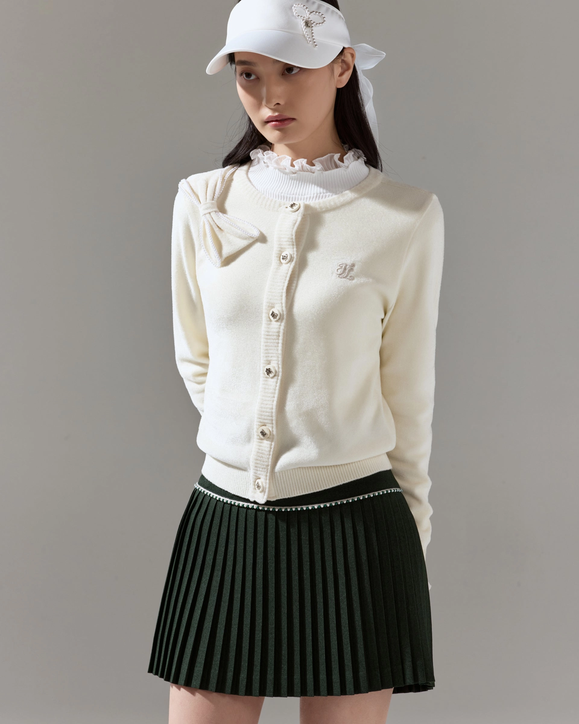 MultiPurposeUtility AntiBacterial Coating Big Ribbon Point Cardigan - Cream