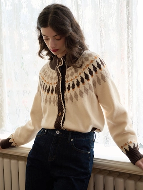 Daily Essential ??Final Sale??Zoey Classic Fair Isle Contrast Sweater