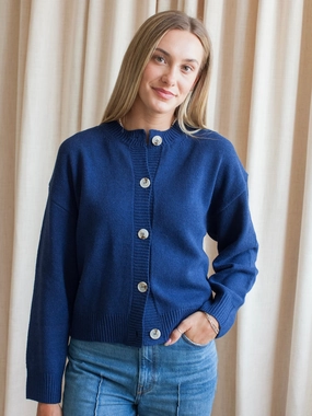 Reinforced Hem Ophelia Cardigan- Navy