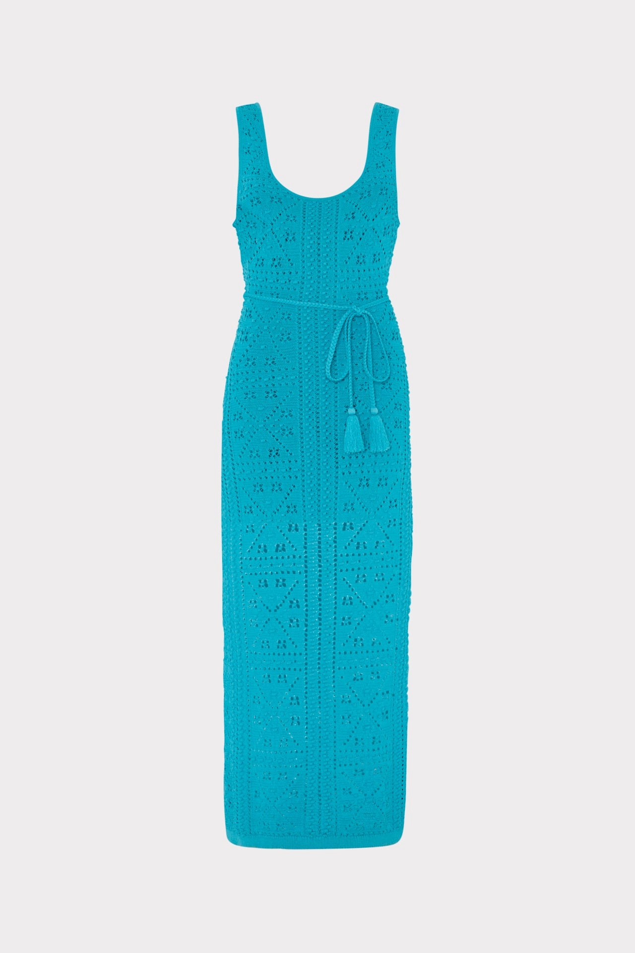 DenseKnit Fabric Bubble Pointelle Knit Midi Dress