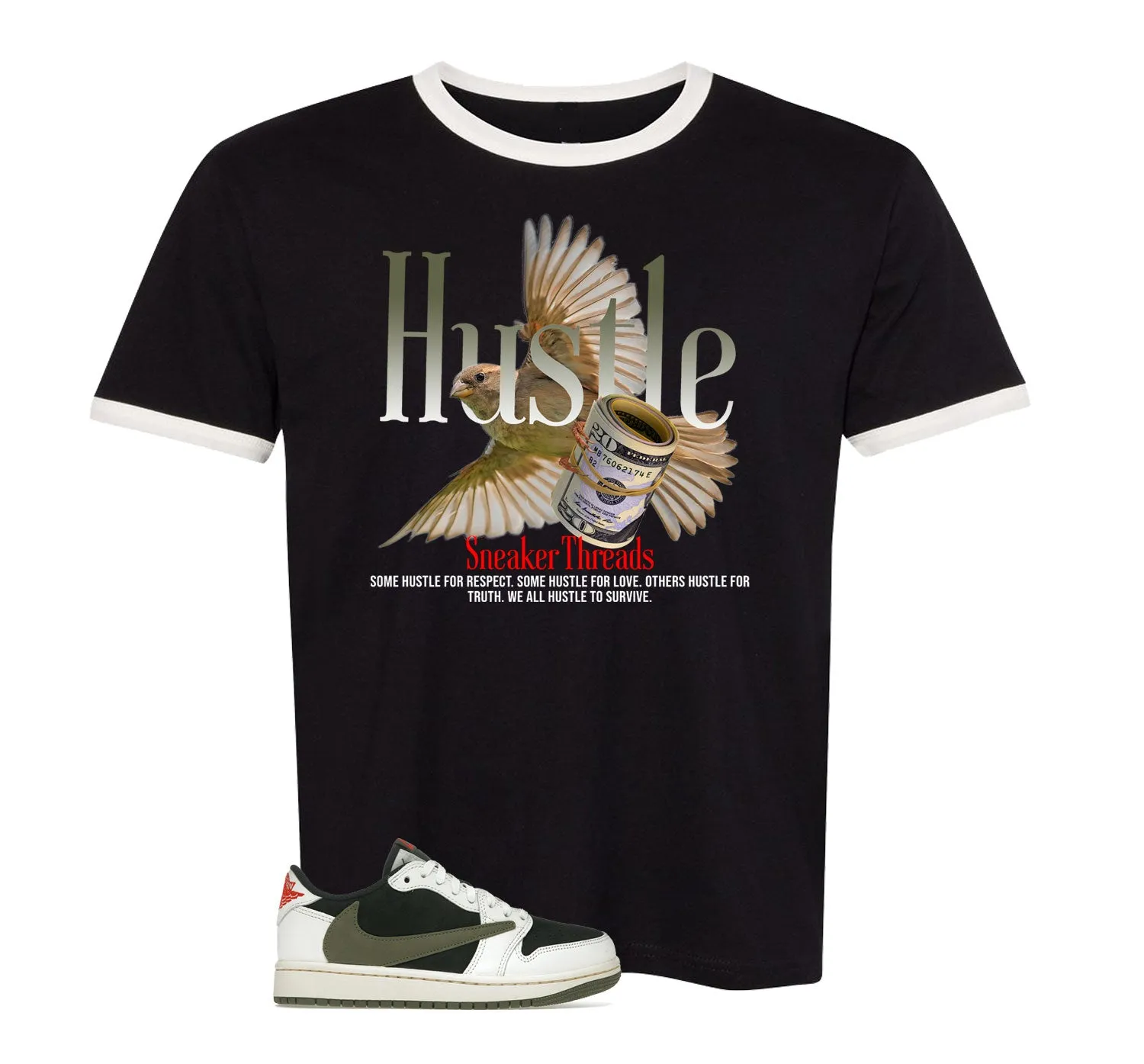 Retro 1 Olive Fly Hustle Ringer Shirt