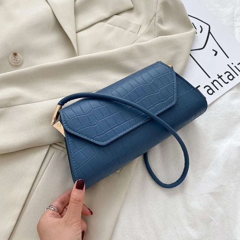 Retro Alligator Pattern Women Baguette Handbag PU Leather Shoulder Totes Bag Female Portable Classic Clutch Underarm Purse Bag