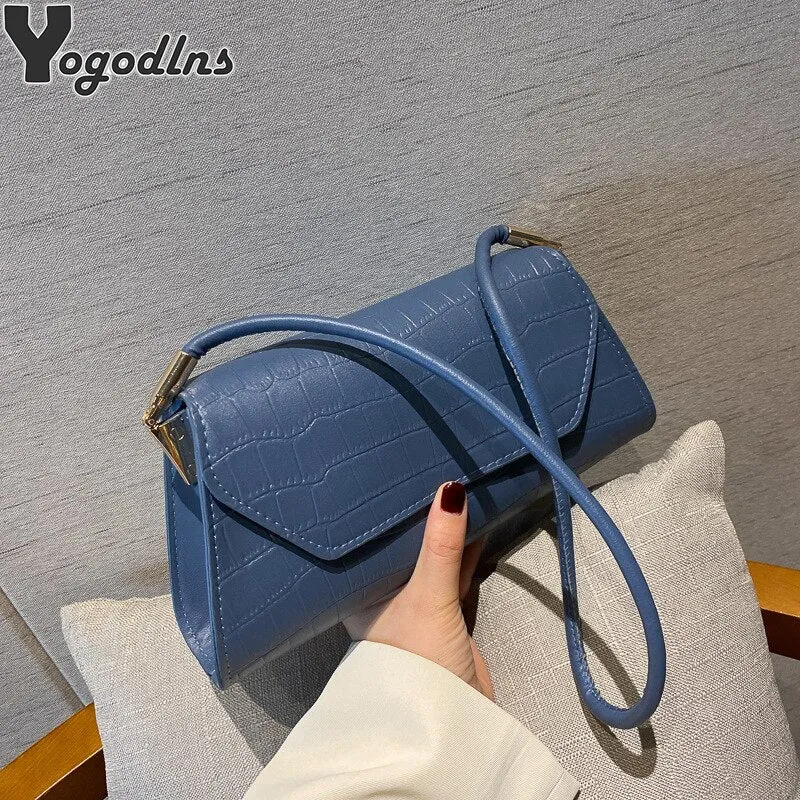 Retro Alligator Pattern Women Baguette Handbag PU Leather Shoulder Totes Bag Female Portable Classic Clutch Underarm Purse Bag
