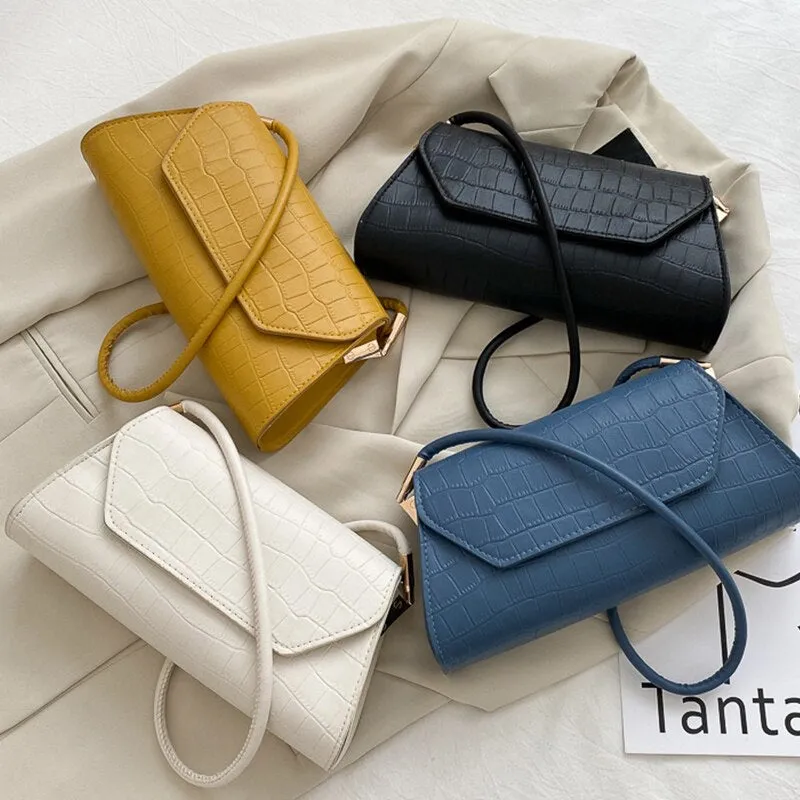 Retro Alligator Pattern Women Baguette Handbag PU Leather Shoulder Totes Bag Female Portable Classic Clutch Underarm Purse Bag