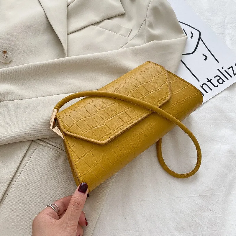 Retro Alligator Pattern Women Baguette Handbag PU Leather Shoulder Totes Bag Female Portable Classic Clutch Underarm Purse Bag