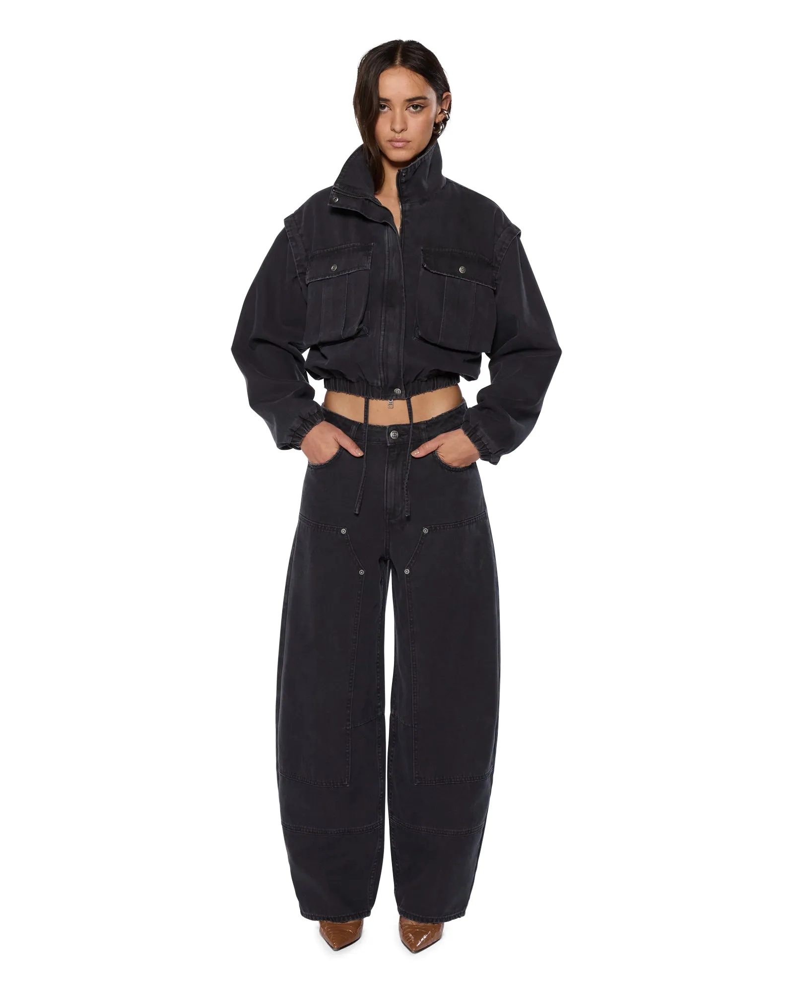 Stylish Silhouette BARREL JEAN CARPENTER BLACK
