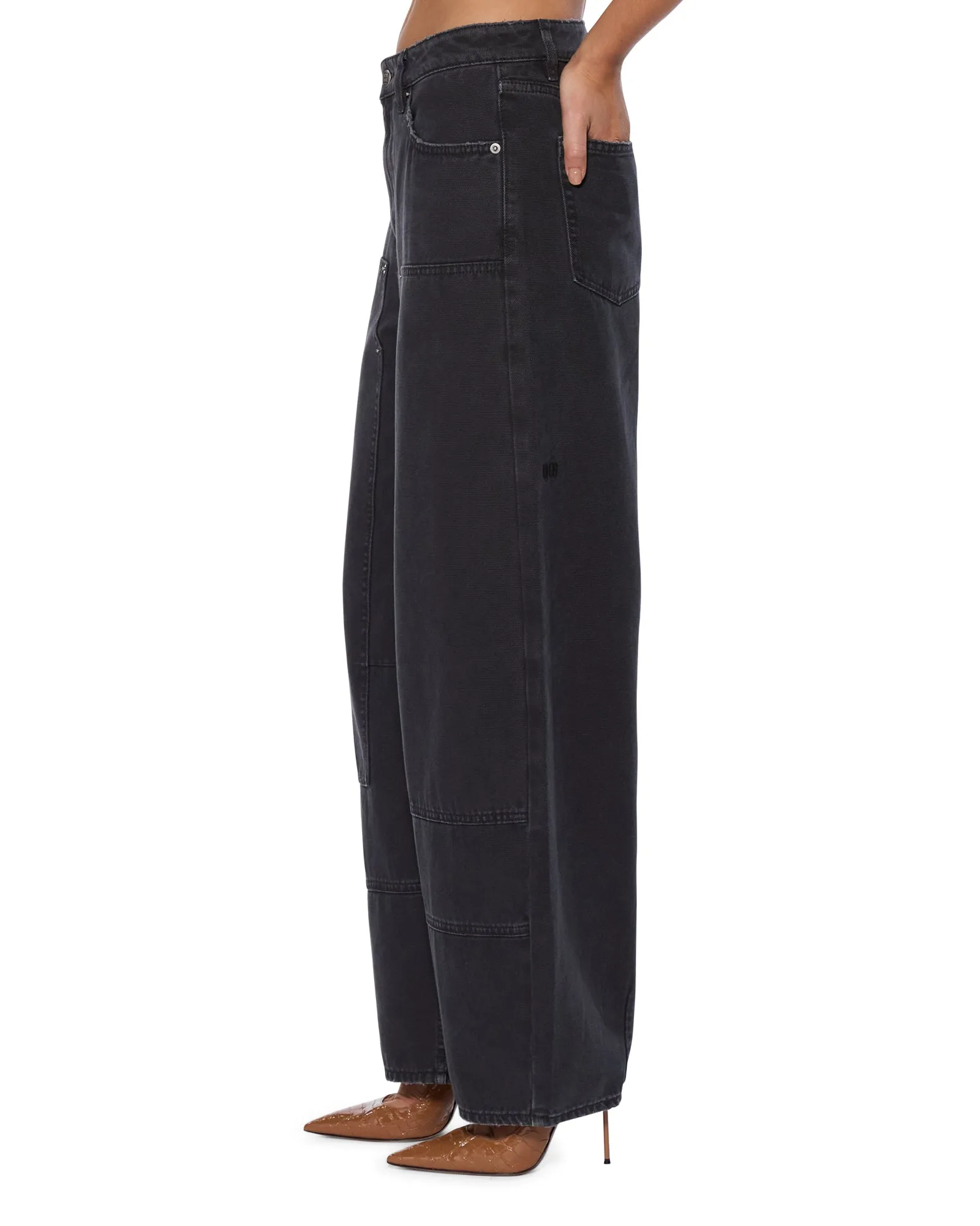 BARREL JEAN CARPENTER BLACK Weighted Hemline