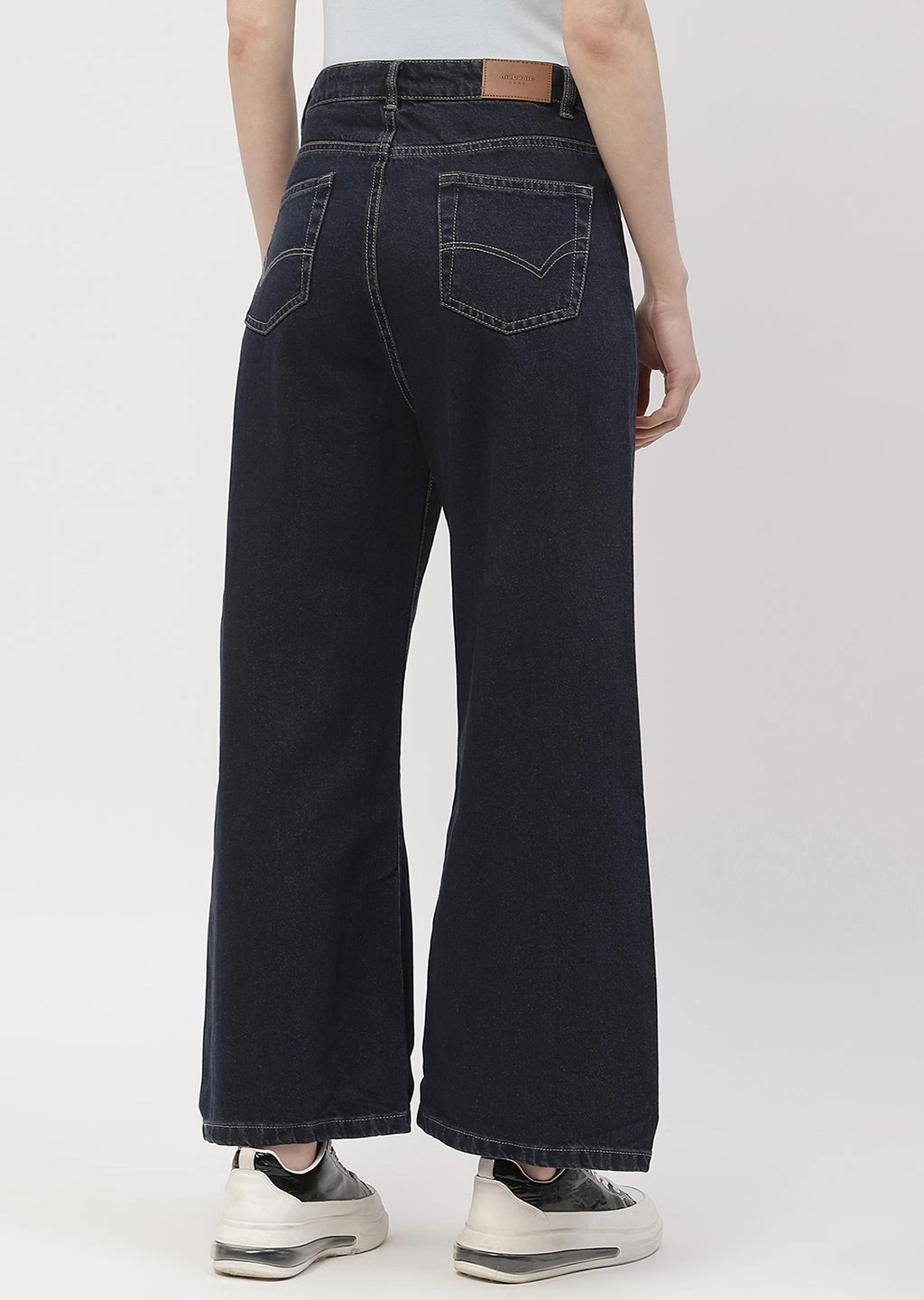 Madame High Rise Carbon Blue Wide Leg Jeans Clean Lines