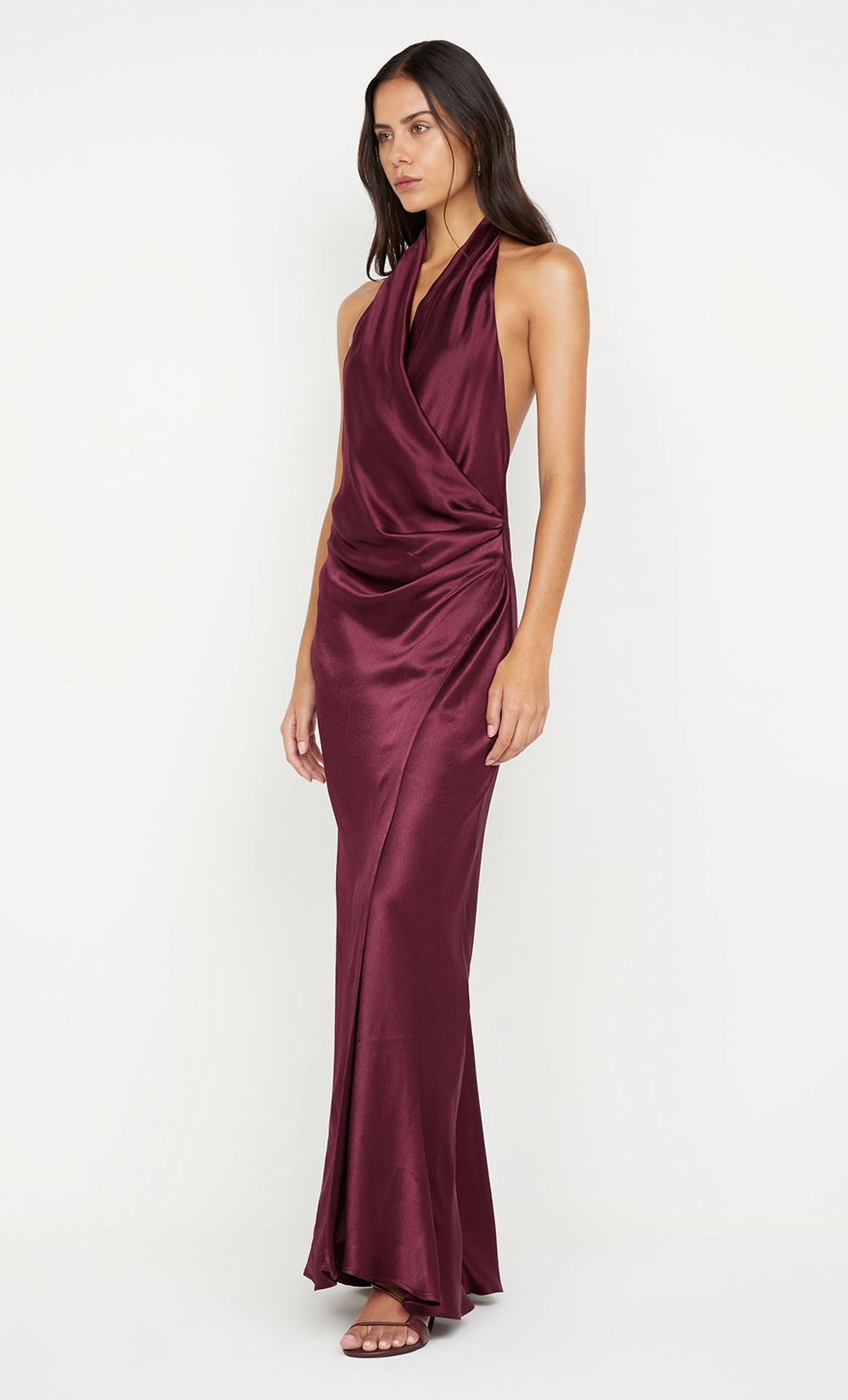 ELISIA WRAP MAXI DRESS - PLUM Minimalist fit-and-flare Dreamy Motion