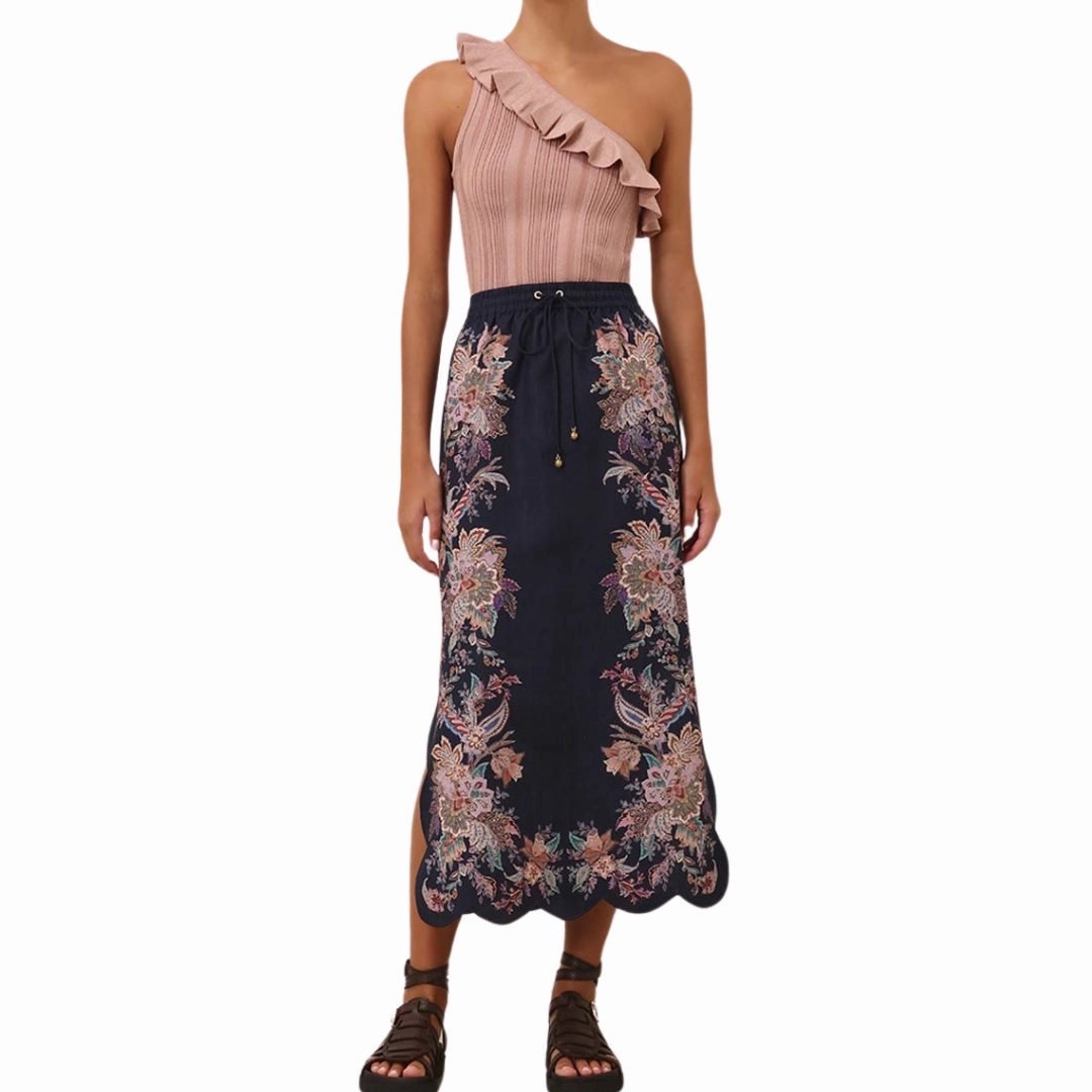 Crisp Finish Rhiannon Scallop Midi Skirt