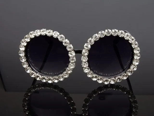 Rhinestone bling circle oversize luxury sunglasses