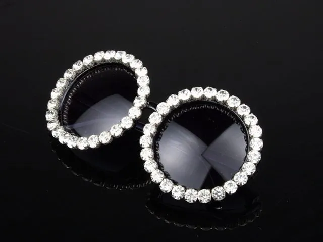 Rhinestone bling circle oversize luxury sunglasses