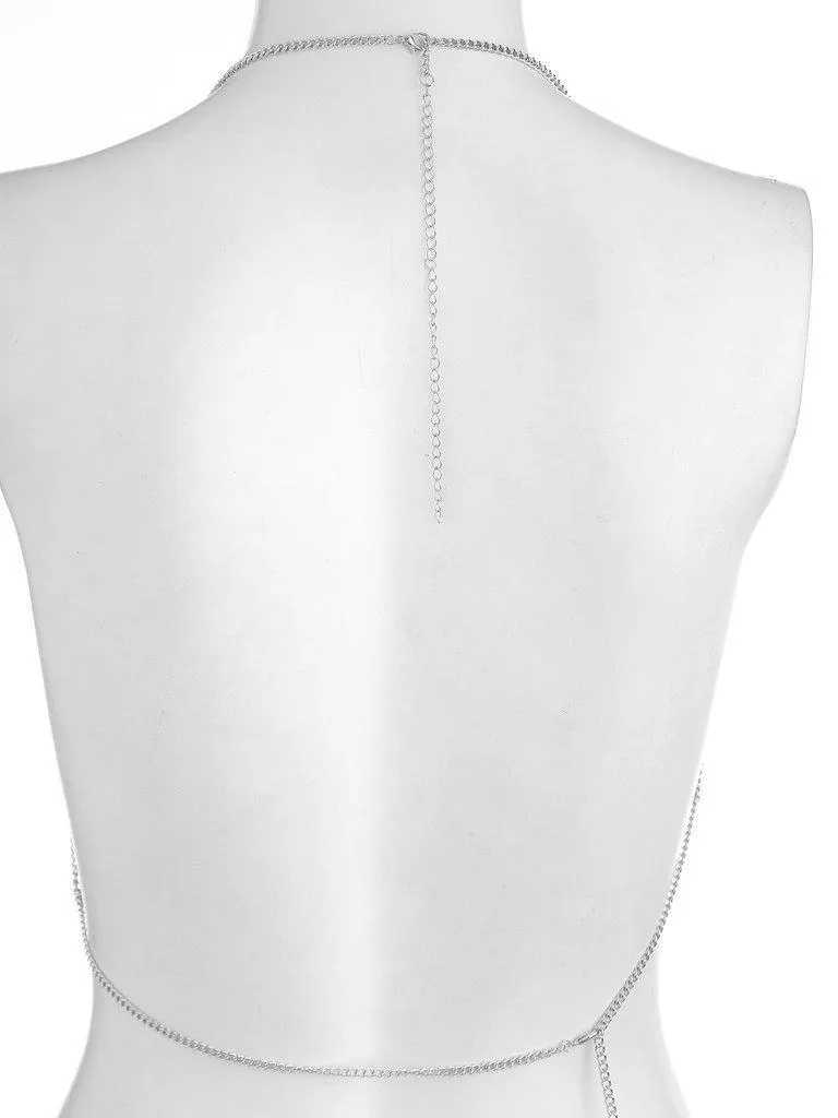 Rhinestone Layered Design Bralet Body Chain