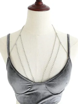 Rhinestone Layered Design Bralet Body Chain