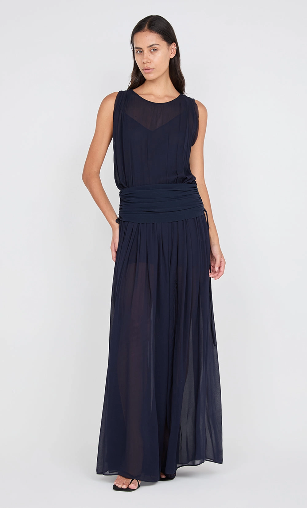 Reversible-Style Flowing Layers RHONE DROP WAIST DRESS - INK