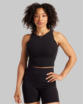 Circular Knit Technique LongWearingComfort Rib High-Neck Longline Bra