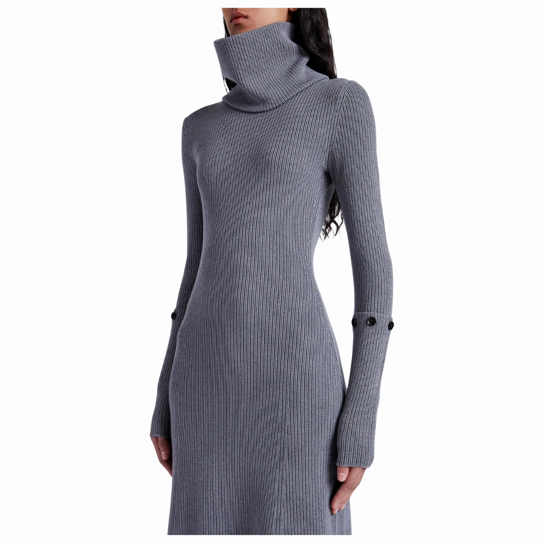 Rib Knit Jocelyn Dress Flattering Silhouette Hidden-Pocket