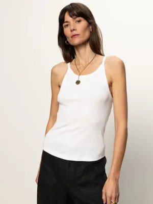 Ribbed Racer Tank White Street Casual