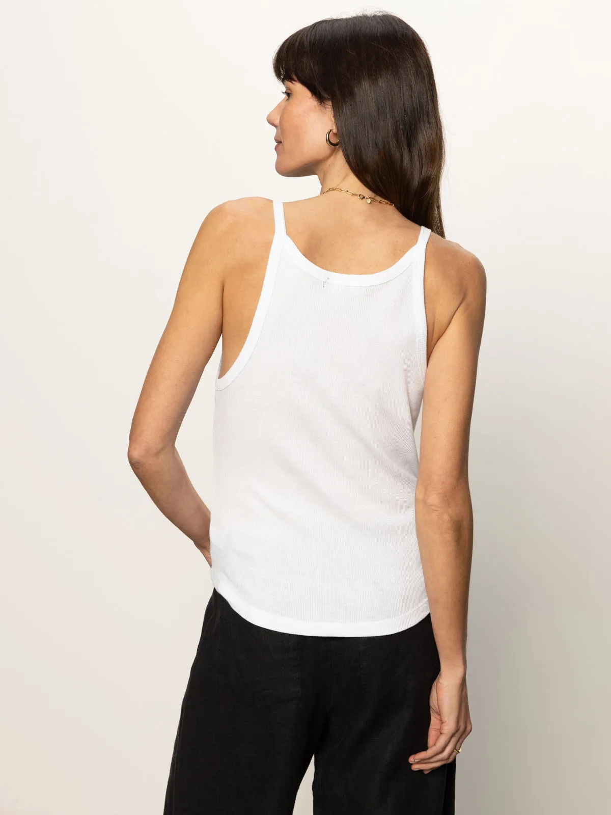Ribbed Racer Tank White Cozy Wear Comfortable and Chic