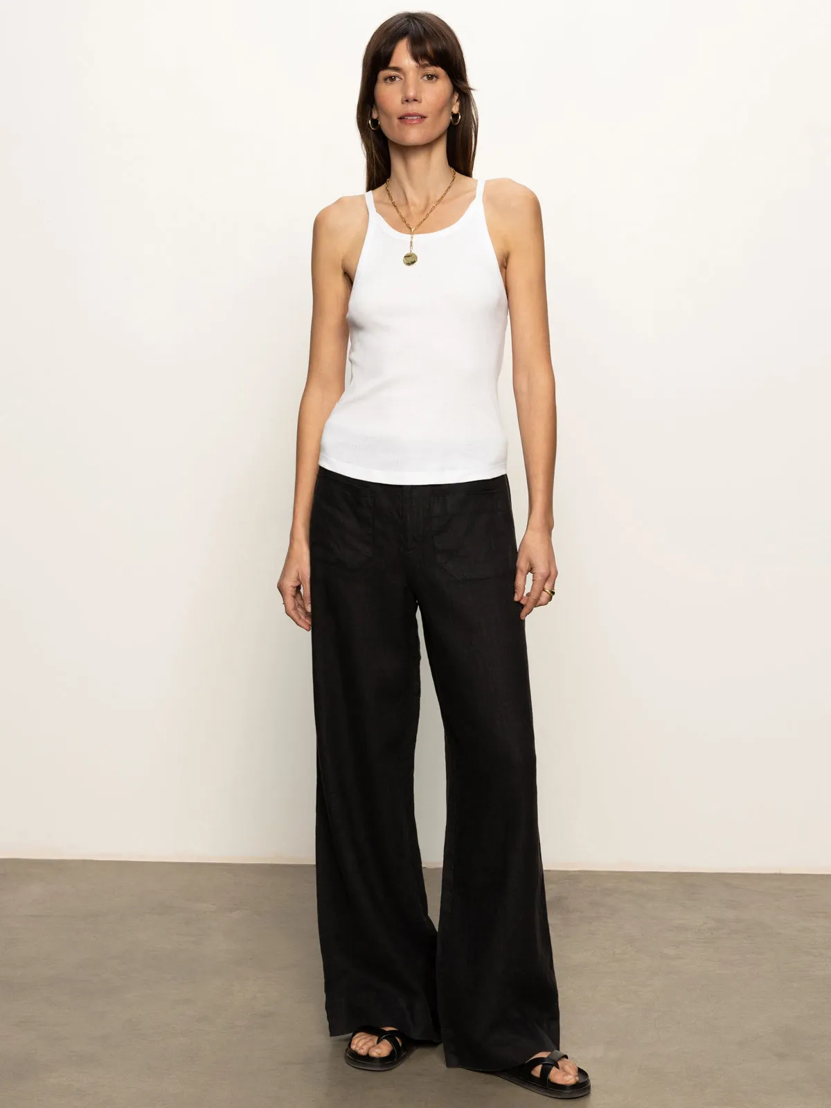 Relaxed Flex Stretch Design Ribbed Racer Tank White