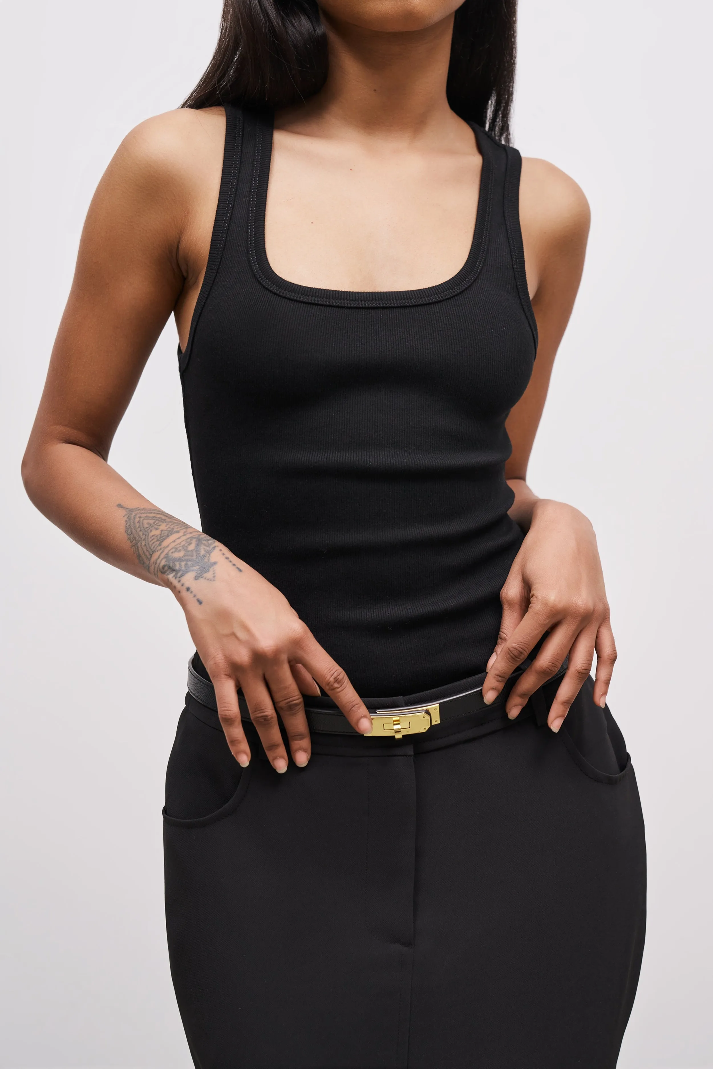 HypoallergenicFibers CompactSize Ribbed Scoop Neck Vest - Black