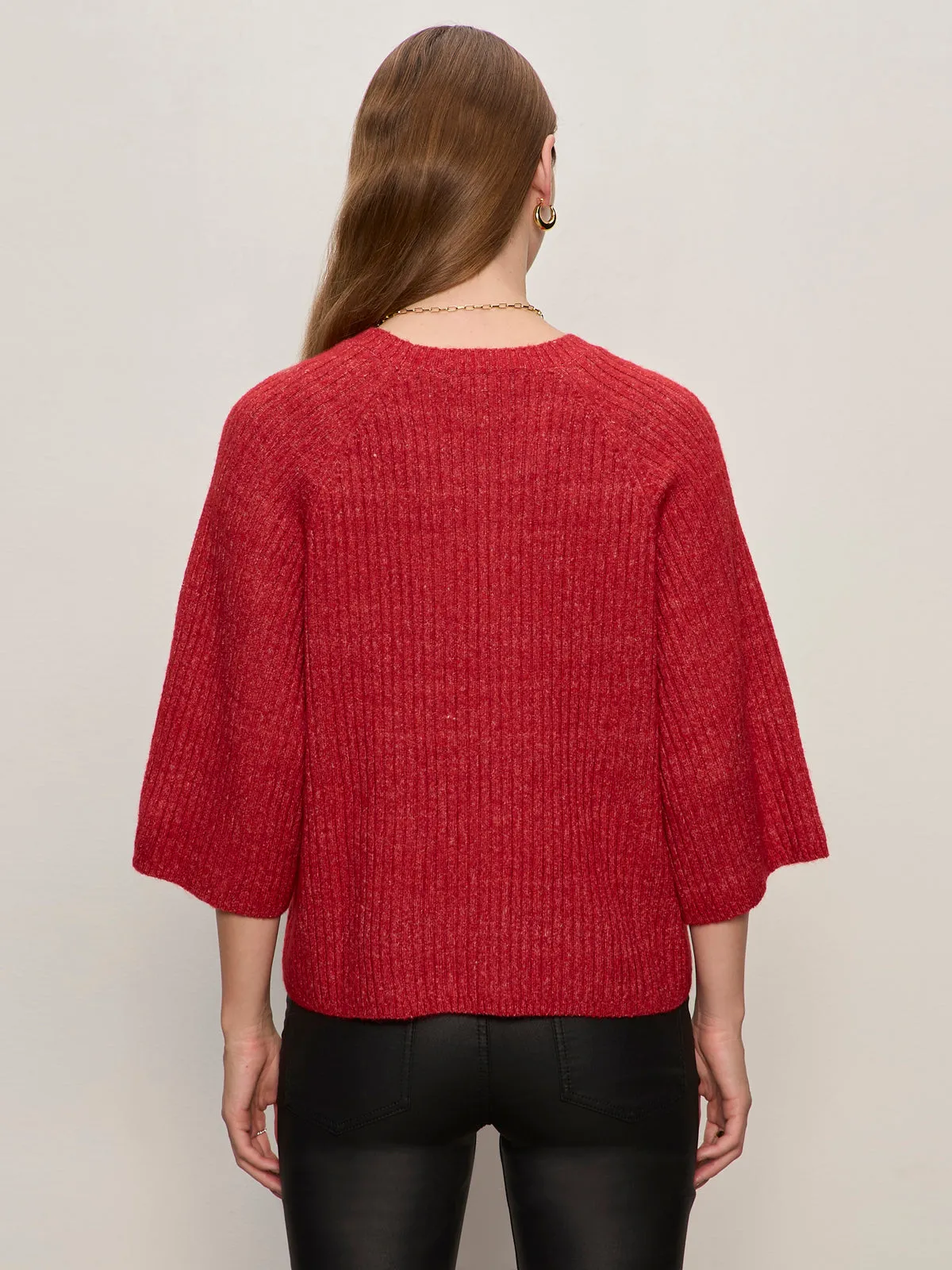 BondedSeamTechnology Drop Shoulder Ribbed Sweater Tee Cherry Lacquer