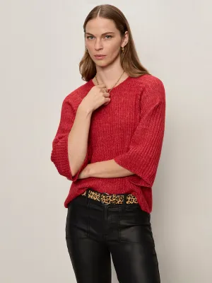 Ribbed Sweater Tee Cherry Lacquer FadeResistant Finish Stain Resistant Treatment