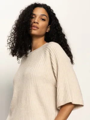 SublimatedPrint Ribbed Sweater Tee Mother Of Pearl