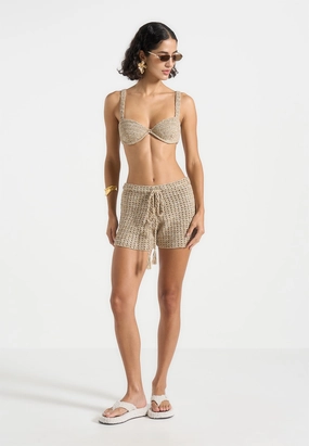 Tatiana - Crochet Bikini Top - Natural NonChlorine Bleached Gentle Stretch Waistband