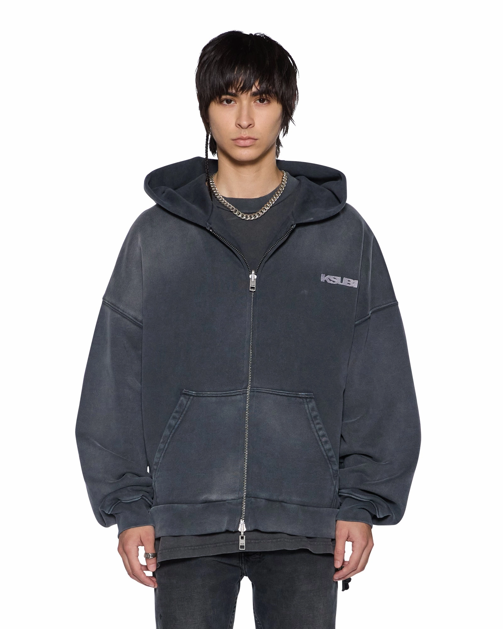 Simple Cut ACE EKCESS ZIP THRU HOODIE BLACK FADE