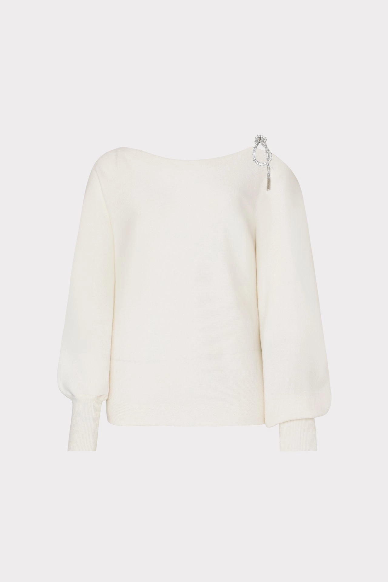 Ida Crystal Bow Cold Shoulder Sweater Hooded Neckline Option windy days