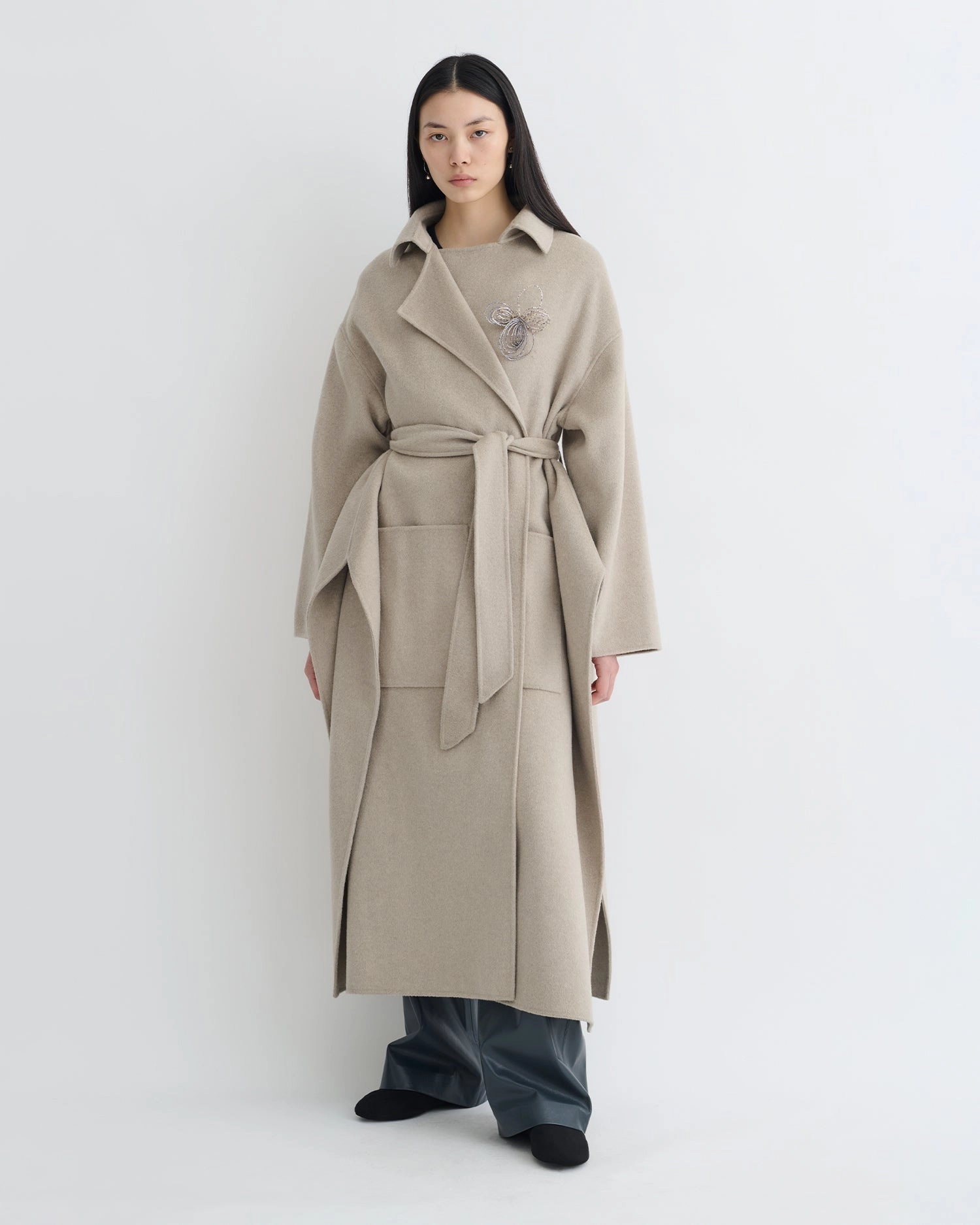 Salima - Double Wool Robe Coat - Stone Beach Style