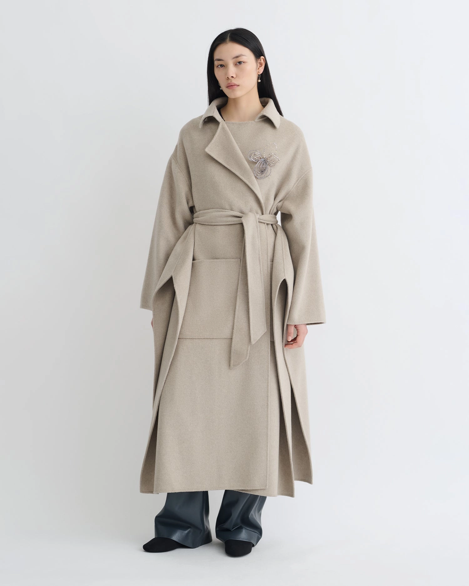 Elastic Wear Salima - Double Wool Robe Coat - Stone
